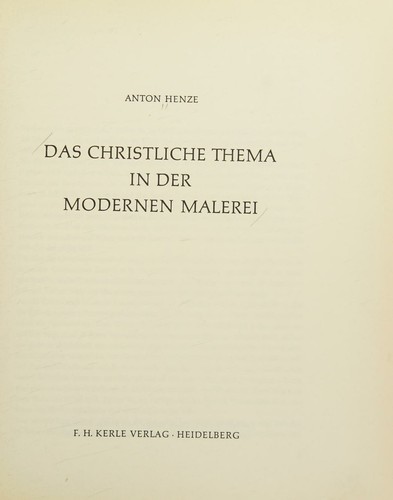 Cover for Das christliche Thema in der modernen Malerei.