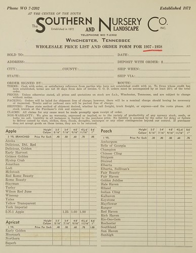 Cover for Wholesale price list and order form for 1957-1958