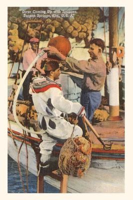 Cover for Vintage Journal Diver with Sponges, Tarpon Springs, Florida
