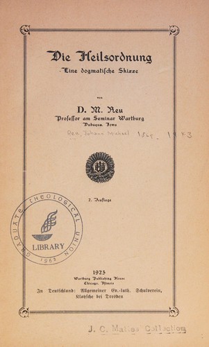 Cover for Die Heilsordnung