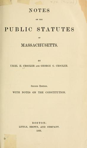Cover for Notes on the public statutes of Massachusetts
