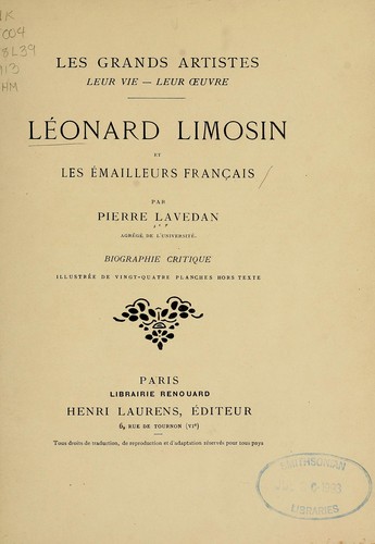 Cover for Léonard Limosin et les émailleurs français