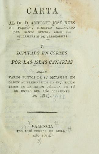 Cover for Carta al Dr. D. Antonio José Ruiz de Padrón