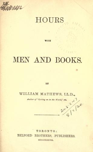Cover for Hours with men and books