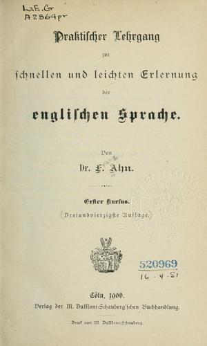 Cover for Praktischer Lehrgang zur schnellen und leichten Erlernung der englischen Sprache