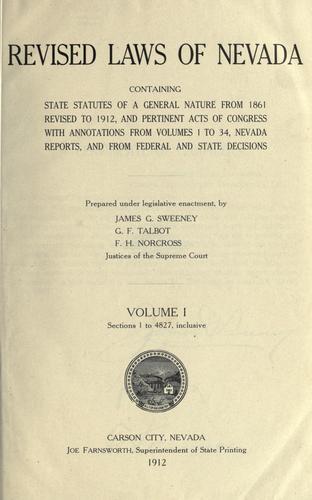 Cover for Revised laws of Nevada