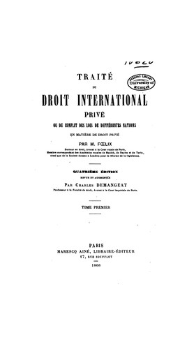 Cover for Traité du droit international privé