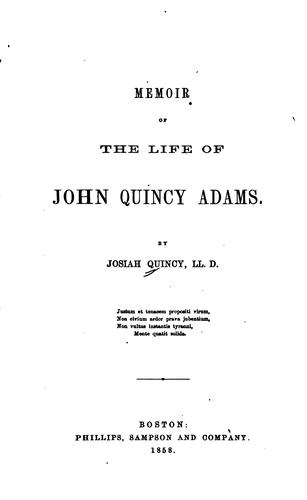 Cover for Memoir of the life of John Quincy Adams.