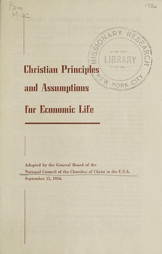 Cover for Christian principles and assumptions for economic life