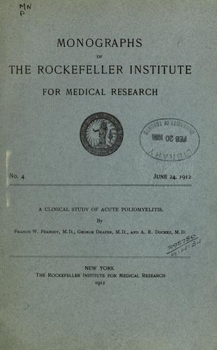 Cover for A clinical study of acute poliomyelitis.