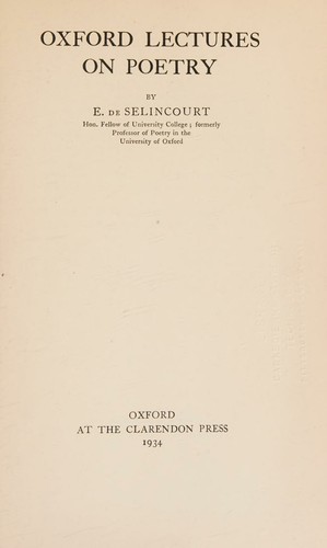 Cover for Oxford lectures on poetry