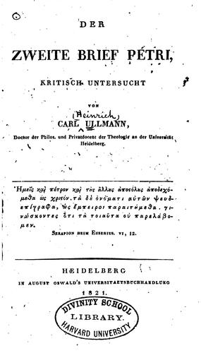 Cover for Der zweite Brief Petri, kritisch untersucht