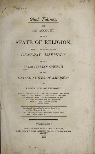 Cover for Glad tidings, or, An account of the state of religion