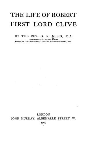 Cover for The life of Robert, first lord Clive