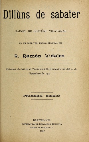 Cover for Dillùns de sabater