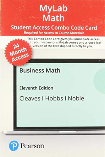 Cover for MyLab Math with Pearson eText -- Combo Access Card -- for Business Math