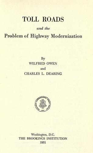 Cover for Toll roads and the problem of highway modernization