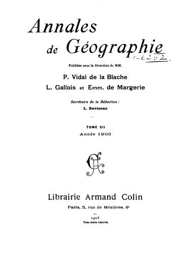 Cover for Annales de géographie