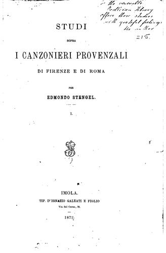 Cover for Studi sopra i canzonieri provenzali di Firenze e di Roma