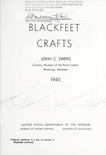 Cover for Blackfeet crafts