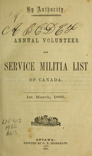 Cover for The annual volunteer and service militia list of Canada.  1st March, 1866