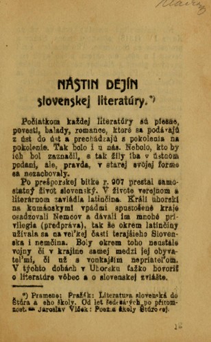 Cover for Nástin dejín slovenskej literatúry