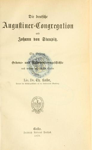 Cover for Die deutsche Augustiner-Congregation und Johann von Staupitz