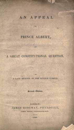 Cover for An appeal to Prince Albert