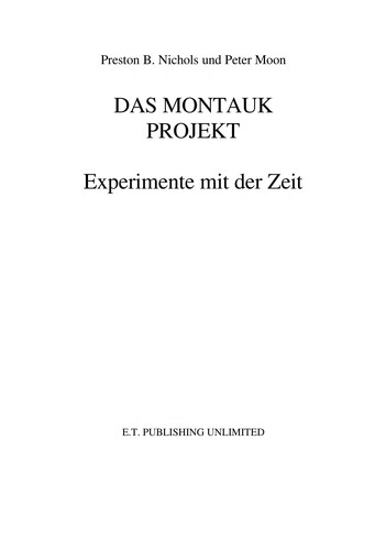 Cover for Das Montauk-Projekt