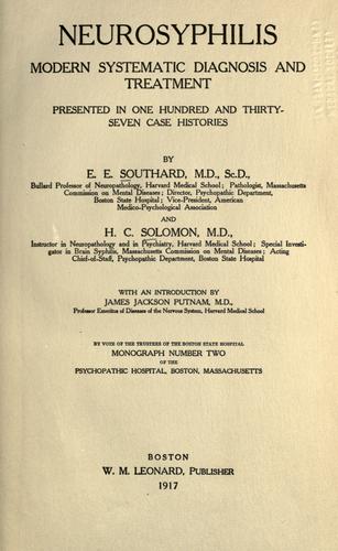 Cover for Neurosyphilis, modern systematic diagnosis and treatment presented in one hundred and thirty-seven case histories