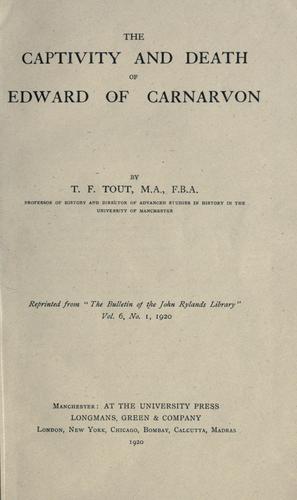 Cover for captivity and death of Edward of Carnarvon.
