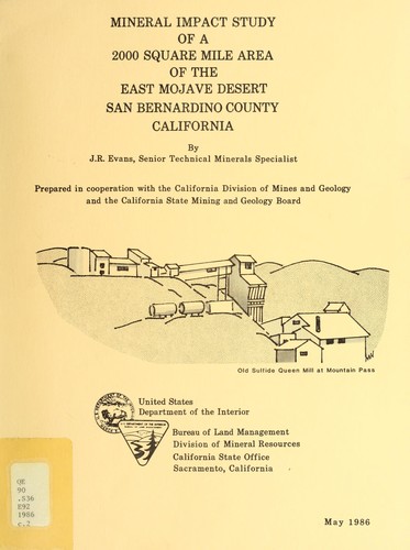 Cover for Mineral impact study of a 2,000 square mile area of the East Mojave Desert, San Bernardino County, California