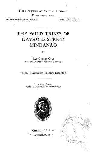 Cover for The wild tribes of Davao district, Mindanao