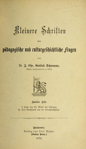 Cover for Kleinere Schriften uber padagogische und kulturgeschichtliche Fragen
