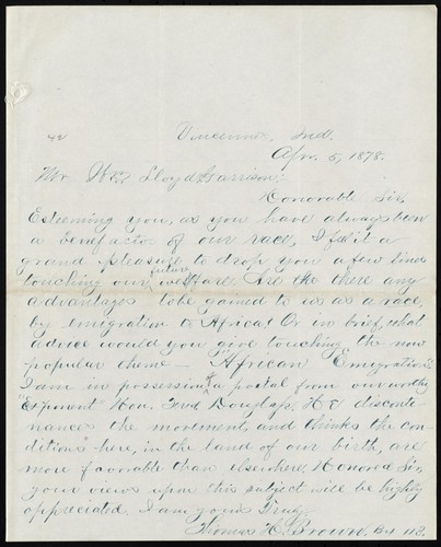 Cover for [Letter to] Mr. Wm Lloyd Garrison, Honorable Sir