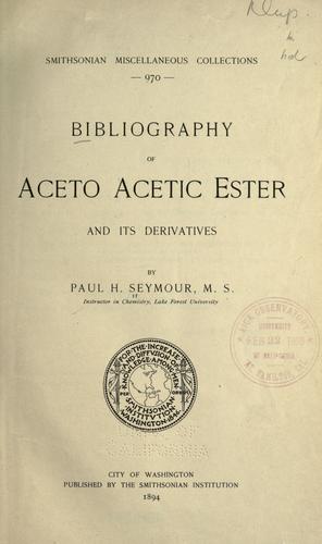 Cover for Bibliography of aceto acetic ester and its derivatives