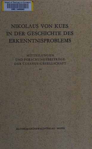 Cover for Nikolaus von Kues in der Geschichte des Erkenntnisproblems