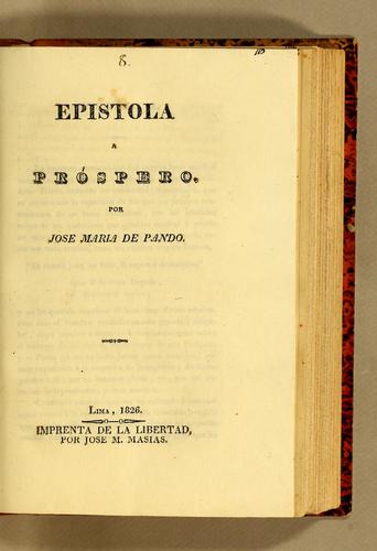 Cover for Epistola a Próspero
