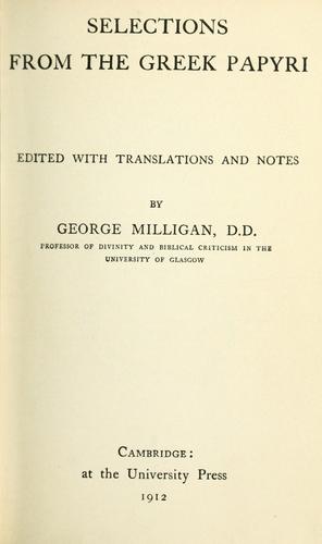 Cover for Selections from the Greek papyri.