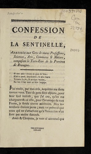 Cover for Confession de la sentinelle