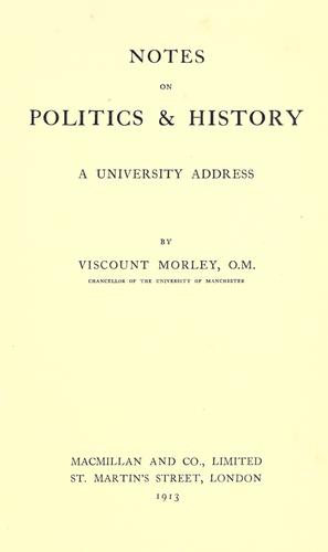 Cover for Notes on politics & history