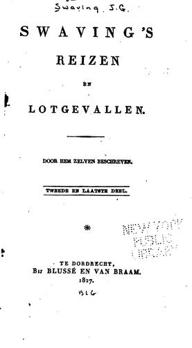 Cover for Swaving's reizen en Lotgevallen: Door hem Zelven Beschreven