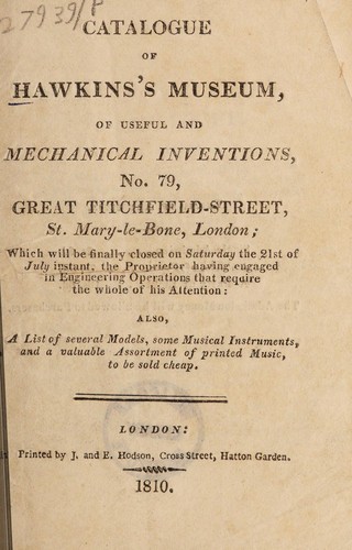 Cover for Catalogue of Hawkins's museum of useful and mechanical inventions