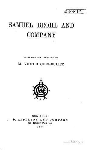 Cover for Samuel Brohl and company
