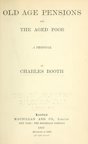 Cover for Old age pensions and the aged poor