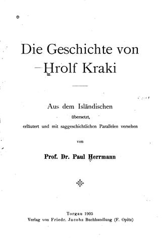 Cover for Die Geschichte von Hrolf Kraki