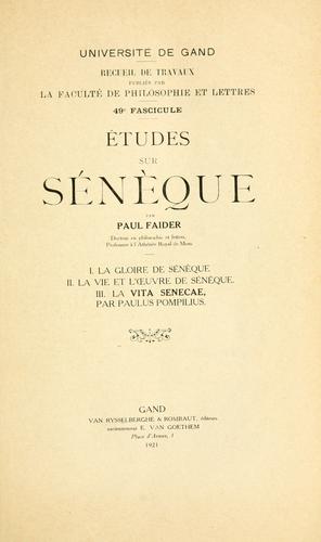 Cover for Études sur Sénèque.