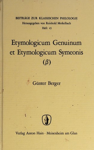 Cover for Etymologicum genuinum et Etymologicum Symeonis ([beta])