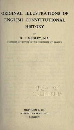 Cover for Original illustrations of English constitutional history