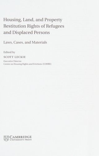 Cover for Housing, land, and property restitution rights of refugees and displaced persons